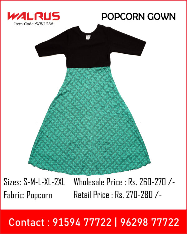 Popcorn Gown With Embroidery