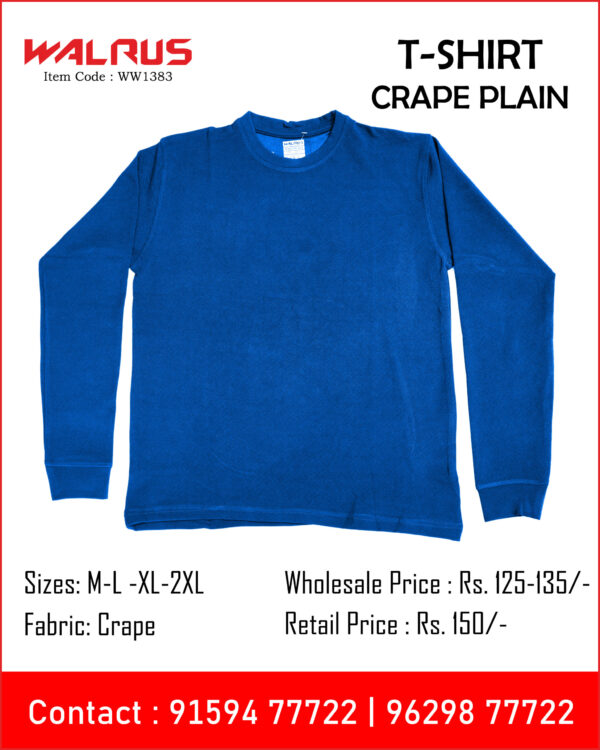 Crape T Shirt Plain Full Sleeve