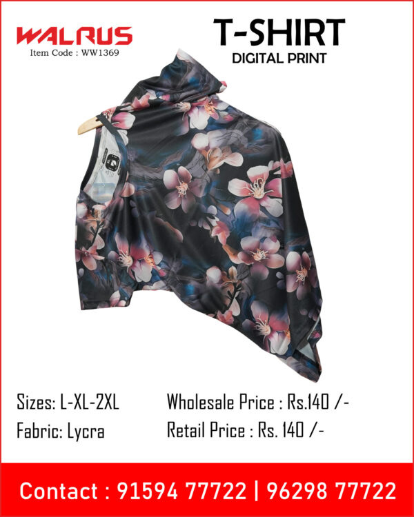Girls Digital Print Round Neck T Shirt