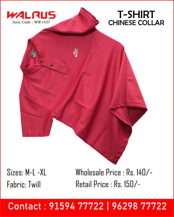 Chinese Collar T Shirt Half Sleeve