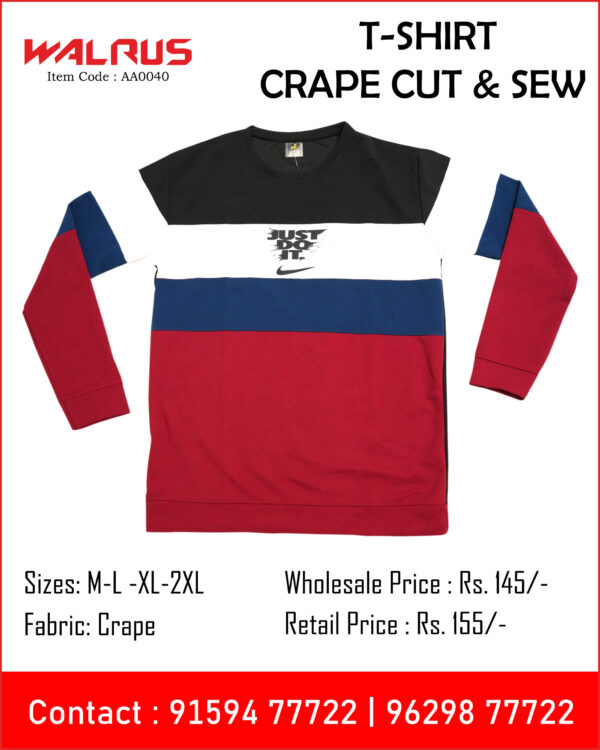 Crape Cut&Sew Full Sleeve T Shirt